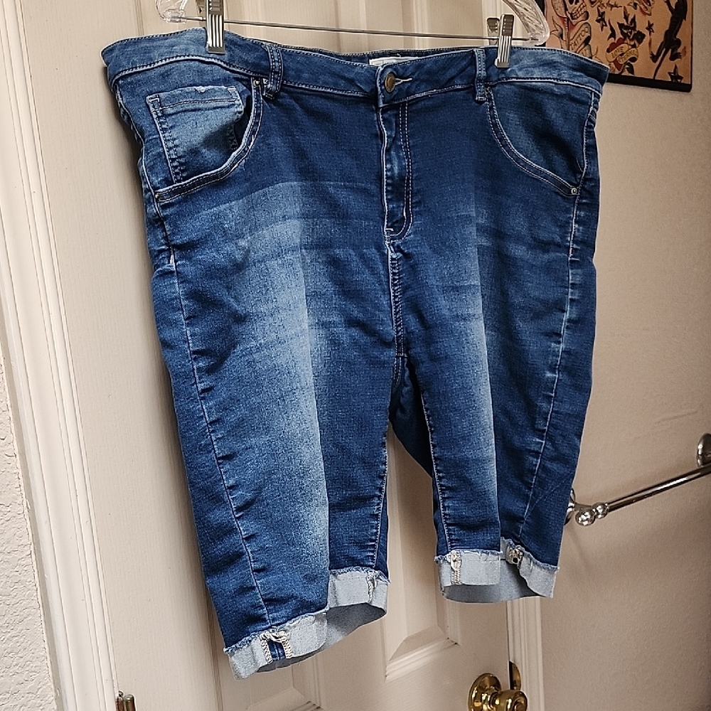 Angel Kiss Denim Jean Shorts with Rolled Cuffs